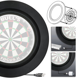 "Verpackung beschädigt" - BULLS Dart Lightning LED PU Surround Dartboard Light Dartboardbeleuchtung Dartscheiben Licht Schwarz