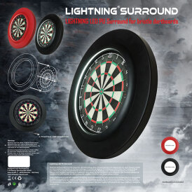 "Verpackung beschädigt" - BULLS Dart Lightning LED PU Surround Dartboard Light Dartboardbeleuchtung Dartscheiben Licht Schwarz