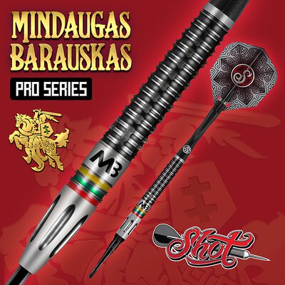 Shot Steel Darts Mindaugas Barauskas Pro Series 90% Tungsten Steeltip Darts Steeldart 25 g