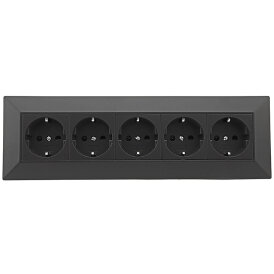 5-fach Steckdosenblock, schwarz 250V~/ 16A, Aufbaumontage