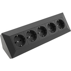 5-fach Steckdosenblock, schwarz 250V~/ 16A, Aufbaumontage