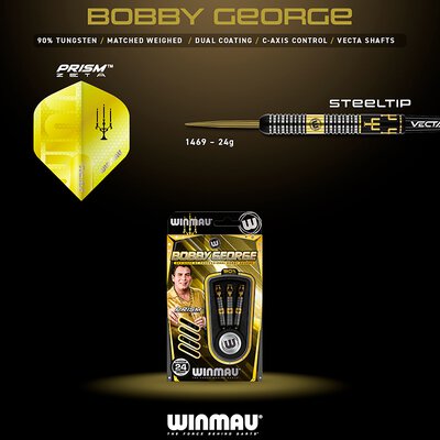 Winmau Steel Darts Bobby George Gold 90% Tungsten Steeltip Dart Steeldart 24 g