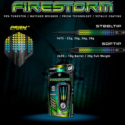 Winmau Soft Darts Firestorm 90% Tungsten Softtip Dart Softdart 20 g