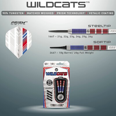 Winmau Steel Darts Wildcats 90% Tungsten Steeltip Dart Steeldart 21 g