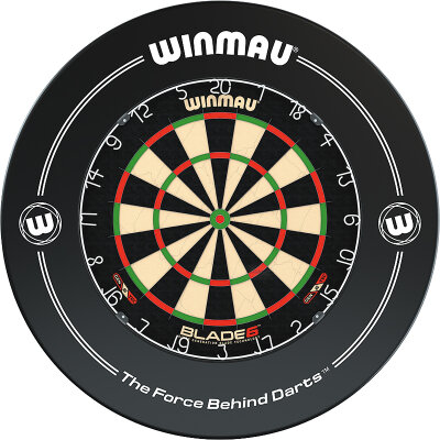 Winmau Blade 6 Bristle Dartboard Turnierboard Dartscheibe und Surround Schwarz