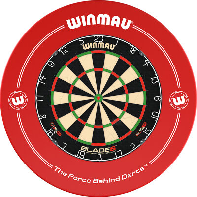 Winmau Blade 6 Bristle Dartboard Turnierboard Dartscheibe und Surround Rot