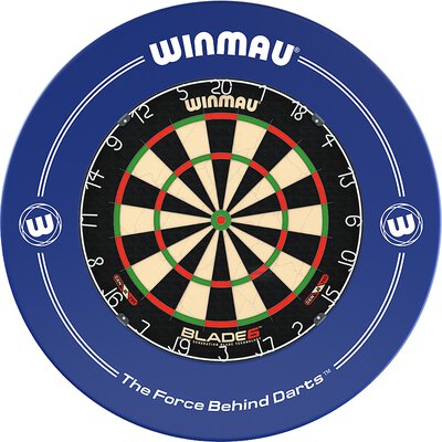 Winmau Blade 6 Bristle Dartboard Turnierboard Dartscheibe und Surround Blau