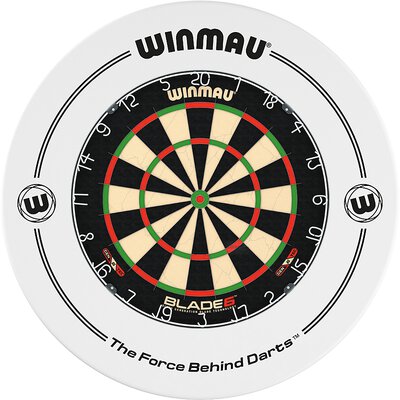 Winmau Blade 6 Bristle Dartboard Turnierboard Dartscheibe und Surround Wei
