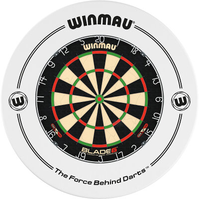 Winmau Blade 6 Bristle Dartboard Turnierboard Dartscheibe und Surround Weiß