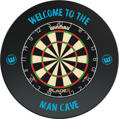 Winmau Blade 6 Bristle Dartboard Turnierboard Dartscheibe und Surround Man Cave