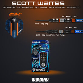 Winmau Steel Darts Scott Waites 90% Tungsten Steeltip Dart Steeldart 22 g