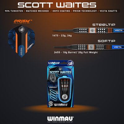 Winmau Steel Darts Scott Waites 90% Tungsten Steeltip Dart Steeldart 2021 24 g
