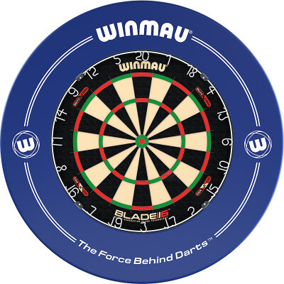 Winmau Blade 6 Dual Core Bristle Dartboard Turnierboard Dartscheibe und Surround Blau