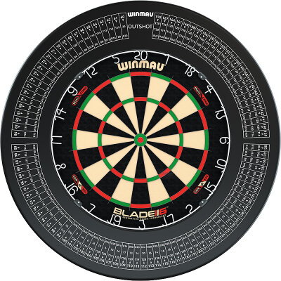 Winmau Blade 6 Dual Core Bristle Dartboard Turnierboard Dartscheibe und Surround Outshot