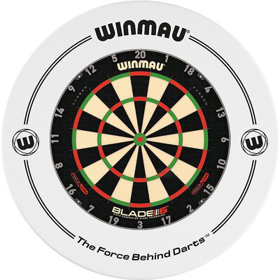Winmau Blade 6 Triple Core Bristle Dartboard Turnierboard Dartscheibe und Surround Wei