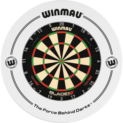 Winmau Blade 6 Triple Core Bristle Dartboard Turnierboard Dartscheibe und Surround Weiß