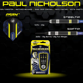 Winmau Steel Darts Paul Nicholson 90% Tungsten Steeltip Dart Steeldart 22 g
