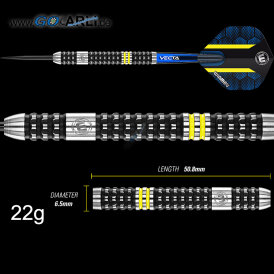 Winmau Steel Darts Paul Nicholson 90% Tungsten Steeltip Dart Steeldart 22 g