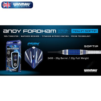 Winmau Soft Darts Andy Fordham S.E. 90% Tungsten Softtip Dart Softdart 2021 22 g