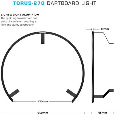 Mission Dart Torus 270 Light Sandgestrahlt Schwarz Dartboard Light Dartboardbeleuchtung Dartscheiben Licht