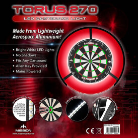 Mission Dart Torus 270 Light Sandgestrahlt Schwarz Dartboard Light Dartboardbeleuchtung Dartscheiben Licht