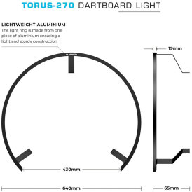 Mission Dart Torus 270 Light Sandgestrahlt Schwarz Dartboard Light Dartboardbeleuchtung Dartscheiben Licht