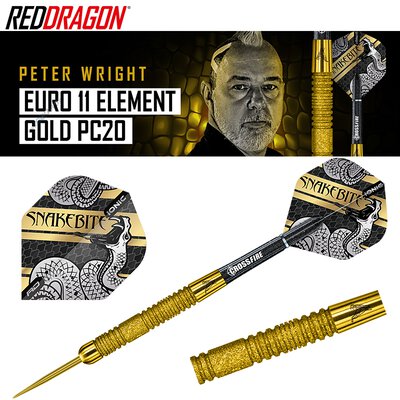 Red Dragon Steel Darts Peter Wright Snakebite Euro 11 Element Gold PC20 Steeltip Dart Steeldart