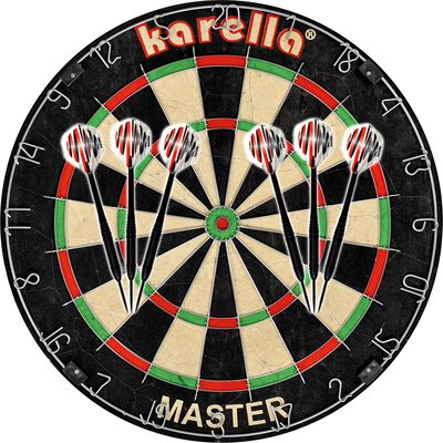 Karella Dart Dartboard Karella Master im Set inklusive 2 Satz Karella Steeldarts 21 g