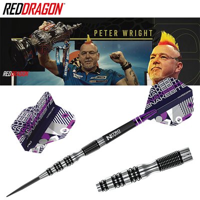 Red Dragon Steel Darts Peter Wright Snakebite Black Racer 90% Tungsten Steeltip Dart Steeldart