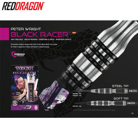Red Dragon Steel Darts Peter Wright Snakebite Black Racer 90% Tungsten Steeltip Dart Steeldart 22 g
