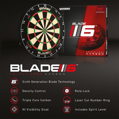 Winmau Blade 6 Carbon Triple Core Dartscheibe Bristle Dart Board Dartboard Turnierboard Verpackung beschädigt!