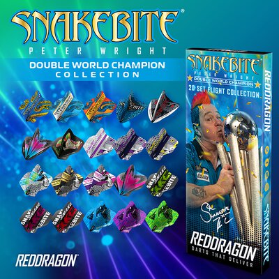 Red Dragon Peter Wright Snakebite Double World Champion Hardcore Dart Flights Collection Dartflight Multipack Designs 2022
