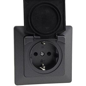 MILOS Schutzkontakt-Steckdose IP44 250V~/ 16A, inkl. Rahmen, UP, Anthrazit