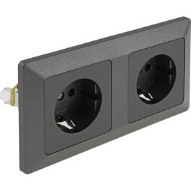MILOS Set 2 Steckdose + 2-fach Rahmen 250V~/ 16A, Steckanschluss, Anthrazit