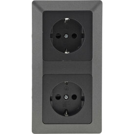 MILOS Set 2 Steckdose + 2-fach Rahmen 250V~/ 16A, Steckanschluss, Anthrazit