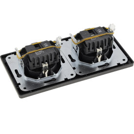 MILOS Set 2 Steckdose + 2-fach Rahmen 250V~/ 16A, Steckanschluss, Anthrazit