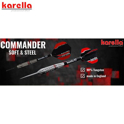 Karella Steel Darts Commander silber 90% Tungsten Steeltip Darts Steeldart