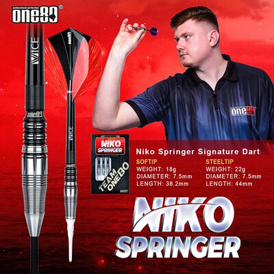 one80 Soft Dart Niko Springer Meenzer Bub Signature 90% Tungsten Softtip Dart Softdart 18 g