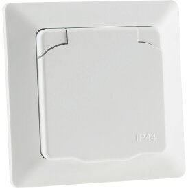MILOS Schutzkontakt-Steckdose IP44 250V~/ 16A, inkl. Rahmen, UP, weiß matt