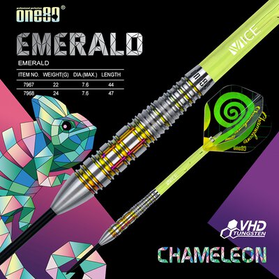 one80 Steel Dart Chameleon Emerald 90% Tungsten Steeltip Dart Steeldart