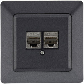 MILOS Netzwerk-Dose 2x CAT6 inkl. Rahmen, UP, Anthrazit