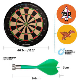 Mission Dart Magnetic Mayhem Dartboard Dartscheibe Lustiges Dartspiel 7 Spiele in einem, mit 12 magnetischen Darts