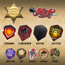 Shot Dart Flights Americana Dartflights verschiedene Designs, Fligfhtformen / Shapes