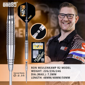 one80 Steel Dart Ron Meulenkamp Revolution R2 2,35 mm Point 90% Tungsten Steeltip Dart Steeldart 24 g