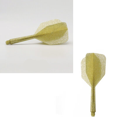 Condor Dart Flights Shafts Lame Glitter 2 in1 Schaft-Flights-System Gold Small Nr.6 L Lang