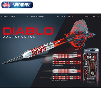 Winmau Steel Darts Diabolo Torpedo 90% Tungsten Steeltip Dart Steeldart 24 g