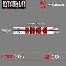 Winmau Steel Darts Diablo Torpedo 90% Tungsten Steeltip Dart Steeldart 26 g