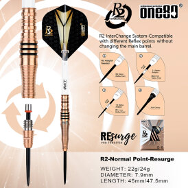 one80 Steel Darts R2 Revolution R2 Interchange Re-surge 2,35 mm Point VHD Steeltip Dart Steeldart 24 g