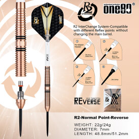 one80 Steel Darts R2 Revolution R2 Interchange Re-verse 2,35 mm Point VHD Steeltip Dart Steeldart 22 g