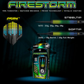 Winmau Steel Darts Firestorm 90% Tungsten Steeltip Dart Steeldart 25 g